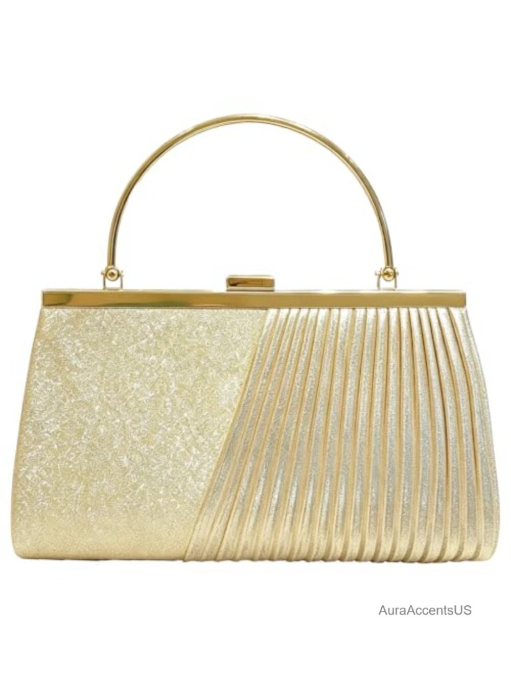 Shimmery Pleated Clutch Purse Ruched Evening Bag Funky Handbag Wedding Party